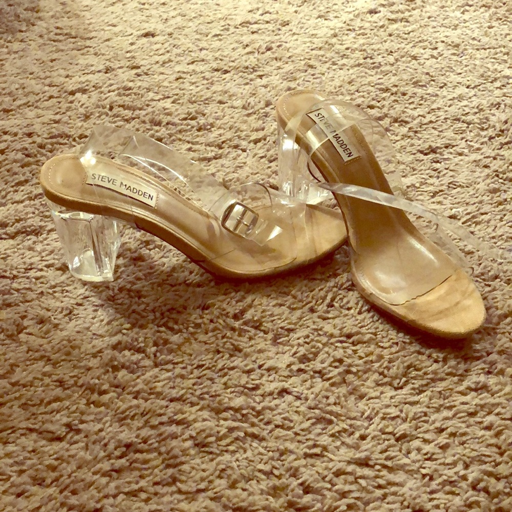 Clear chunk heel Steve Madden heels